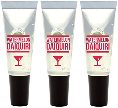 Cocktail Gloss Lip Gloss, Watermelon- Classic Clear Lip Gloss (Non-Alcoholic) - Three Gloss Set comes with a Vintage Compact Mirror Tin