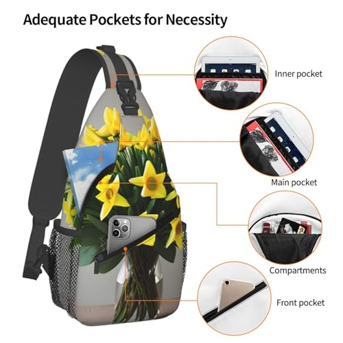 Bouquet Of Daffodils 1 Stylish Men'S Messenger Bag - Durable Polyester, Huge Capacity & Adjustable Strap4