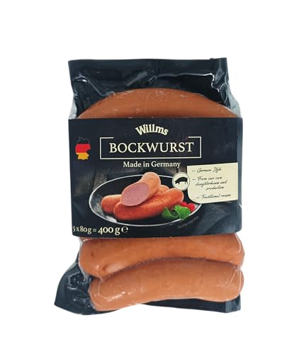 Willms Bockwurst Sausage (Pack of 5 x 80g) 400g - Chilled (Packaging may vary)