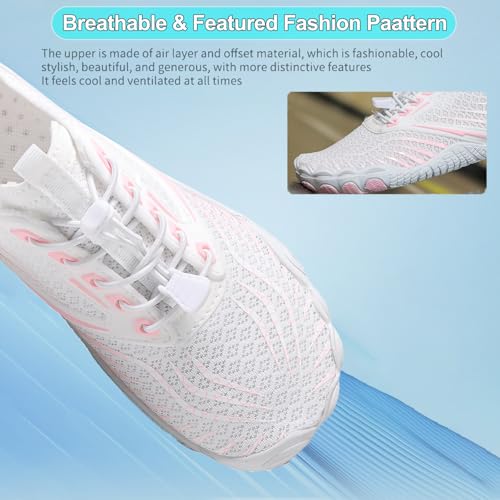 Image of Beach Water Shoes for Women Men Quick Dry Non-Slip Wide Toe Hike Barefoot Footwear for Beach Pool Aqua Swim Surf Walk