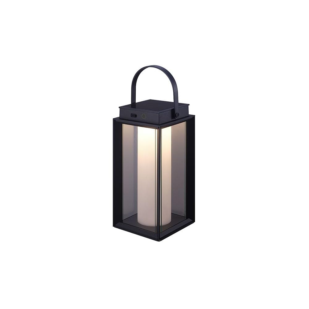 Sobremesa KAYLA con cargador y cable USB IP54 1x2W LED 200lm L.16xAn.16xAl.47cm Negro, c/panel solar