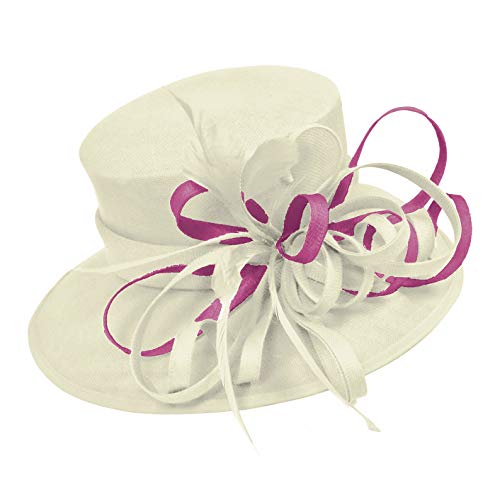 Chapeau bibi à large bord ivoire prune accessoire cheveux mariage