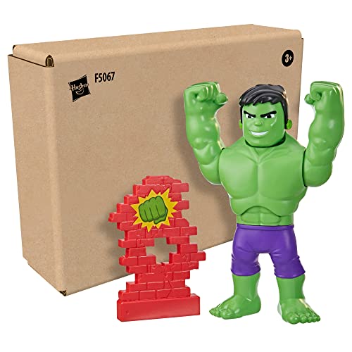 Hasbro Marvel Spidey and His Amazing Friends Power Smash Hulk Preschool Toy, Face-Changing 10-inch Hulk Action Figure, Ages 3+