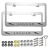 2 Pcs Fit for Jaguar License Plate Frame, Applicable to Standard US Silver License Plate Frame