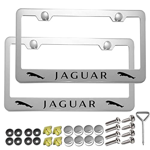2 Pcs Fit For Jaguar License Plate Frame, Applicable To Standard Us Silver License Plate Frame #TOP22