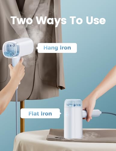Centrales vapeur Travel Iron Steam Mini Mioduro Defroisseur Vapeur, défroisseur à vapeur horizontal et vertical 2 en 1, fer à vapeur portable, cuiseur à vapeur 2000 W pour la maison et les voyages – Image 5