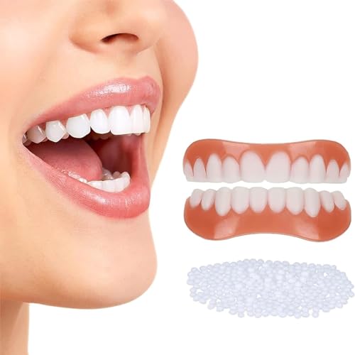 Care Spring 1 Par Dentaduras Postizas Ajustables Dientes Postizos Temporales Carillas Dentales Superior E Inferior, Dentadura De Silicona Fundas Dentales Talla Única para Hombres Mujeres