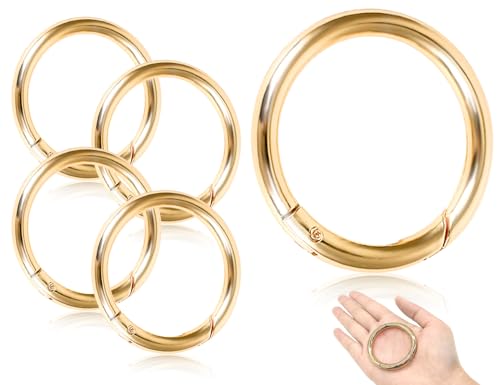 ZoeTekway 4 Stück Karabiner,Zinklegierung Groß Karabinerhaken,Sehr Robust O Ring,Schlüsselring Schnalle,Ersatz Verschluss Zubehör,für Schlüsselanhänger,Tasche,Schmuck,DIY Handwerk(48mm,Golden,Runde)