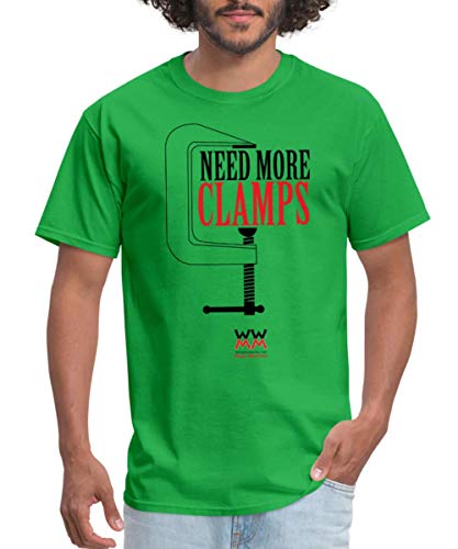 Spreadshirt Woodworking for Mere Mortals Clamps Men's T-Shirt, 2XL, Bright Green