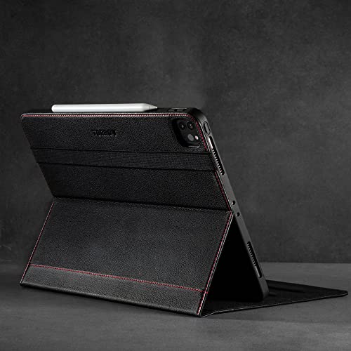 Coque compatible iPad Pro 12.9 étui cuir noir 6e 5e 4e génération TORRO