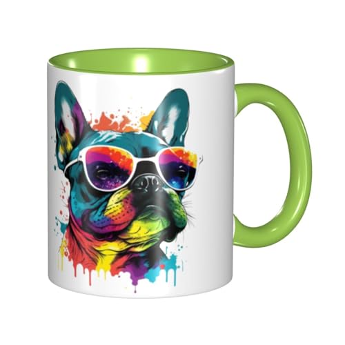 マグカップ フレンチブルドッグ 犬柄 絵画 コーヒーカップ 330ml 陶器 食器 おしゃれ 男女兼用 ミルクコップ コーヒー ティー オフィス 家庭用 誕生日 贈り物