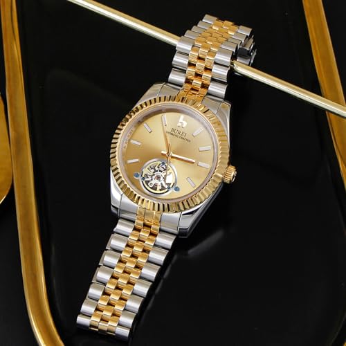 Image of BUREI Men's Classic Luxury Watch Stainless Steel Waterproof Machine Watch Fashion Double Watches Date Sapphire Crystal