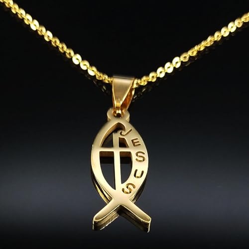 Chaîne de couleur or bijoux collier de pez jésus à offrir pour baptême - 2