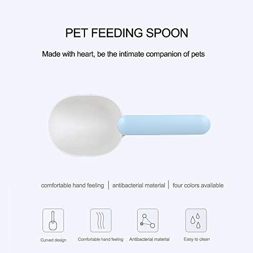 Kincown [Long Handle with Clip Dog Food Scoop-Cat Food Scoop-Dog Food Measuring Scoop-Pet Food Scoop -1 Cup Measuring Scoop (Blue)