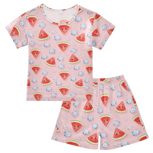 Pajama Short Sets Watermelon Ice Bubble Pattern Soft Cotton Summer Sleepwear 2 Piece PJS Size 5-14T