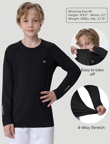 Ewedoos Youth Boys Compression Thermal Shirt Long Sleeve Fleece Undershirts Warm Base Layer for Boy Football Baseball Soccer3