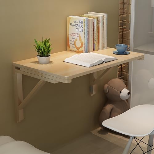 Wall Mounted Folding Table - Modern Wooden Floating Desk Space Saving Foldable Dining & Dressing Table Compact 60x40cm (23.6x15.7in) for PTFCll Spaces