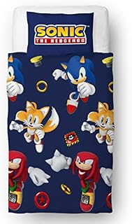 Sonic The Hedgehog Official Jump Design Single Duvet Cover Set | Reversible 2 Sided Bedding Including Matching Pillow Case