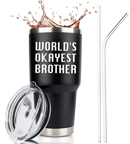JENVIO Best Brother Gifts | Worlds Okayest Brother Steel Tumbler