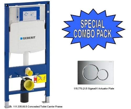 Geberit 111.335.00.5 In Wall Toilet Carrier Frame with Actuator Plate (Carrier with Sigma01 Actuator
