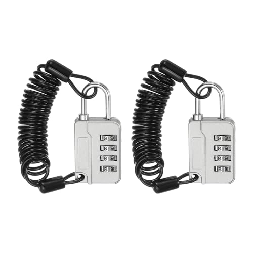 Image of MECCANIXITY Combination Lock, 4 Digit Padlock Combination Outdoor Waterproof Locker Locks with Steel Cable for Gym Luggage Home Sports Hasp Storage, Silver Pack of 2