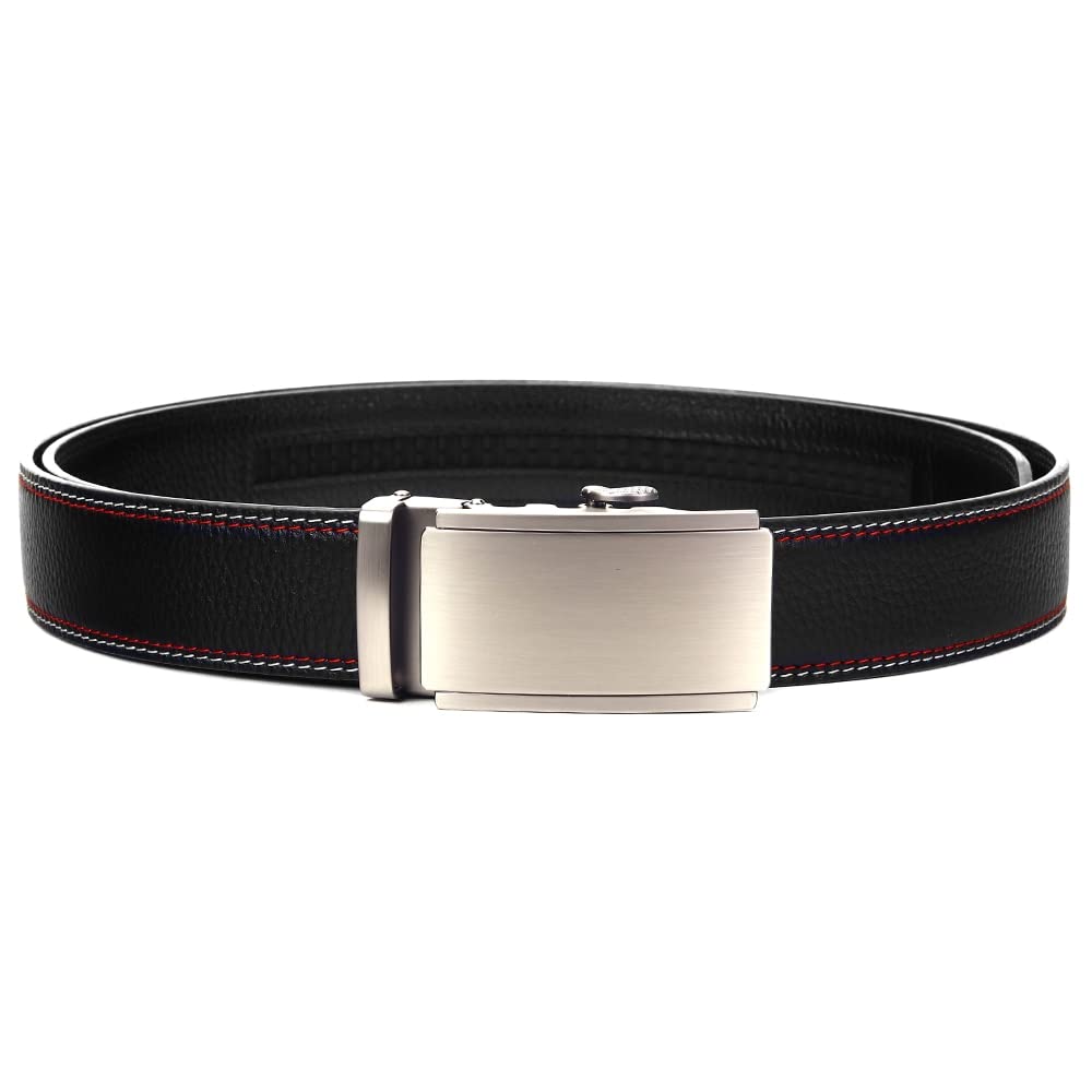 Cintura, Affari Maschi in Vita Cintura Nera di Alta qualità in Pelle di Mucca in Metallo Fibbia a cricchetto a cricchetto Formale Cinture da Uomo Formale (Belt Length : 115, Color : Nero)