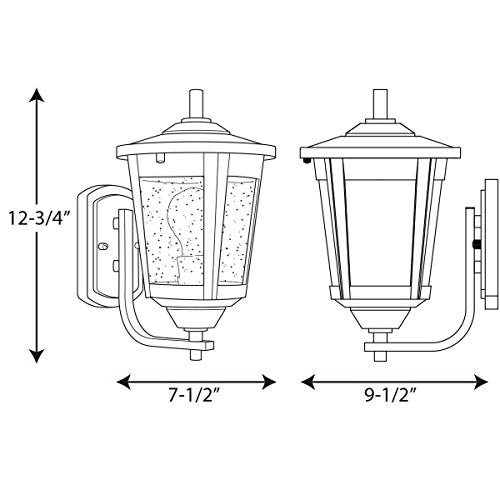 Progress Lighting East Haven Collection 1-Light Clear Seeded Glass Transitional Outdoor Medium Wall Lantern Light Textured Black #TOP24