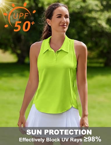 Image of PINSPARK Women's Golf Shirt Racerback UPF 50+ Tennis Tank Top with Collar