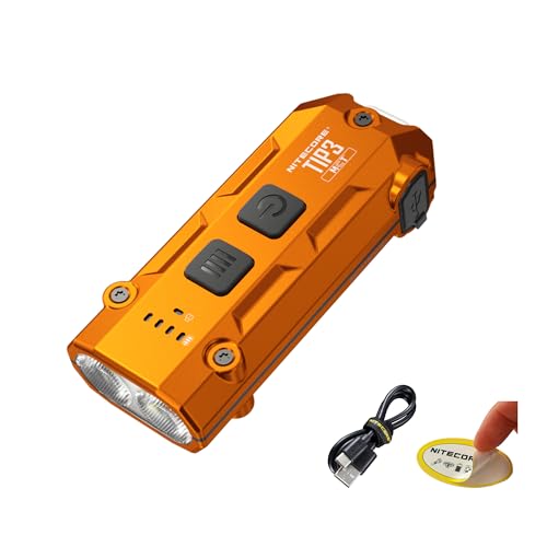 Nitecore TIP3 720-Lumen Rechargeable Keychain Flashlight, 3 Color Temperatures EDC Light, USB-C with Pocket Clip (Orange)