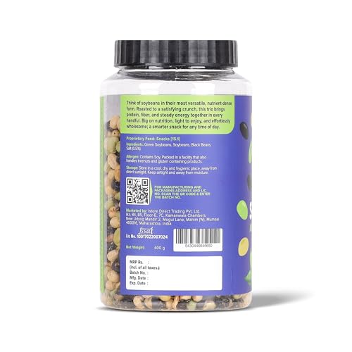 Image of Urban Platter Roasted Salted 3-in-1 Soybean, 400g (44% Protein, 17% Fiber, Lightly Salted Green Edamame, Black & White Soybeans, Highest Plant Protein Supersnack)