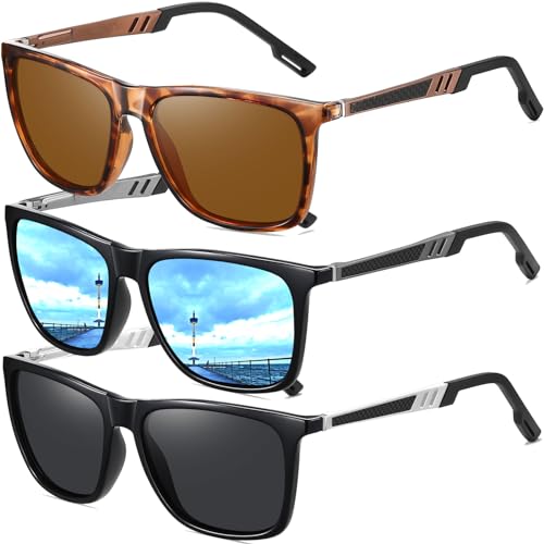 LEDING&BEST Polarized Sunglasses Mens Womens Lightweight Square Frame UV400 for Driving Fishing Travel Sports Sun glasses
