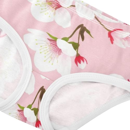 White Pink Cherry Blossom Flowers Toddlers Underwear Floral 2t Cotton Panties for Girl Durable Undies Kids Briefs4