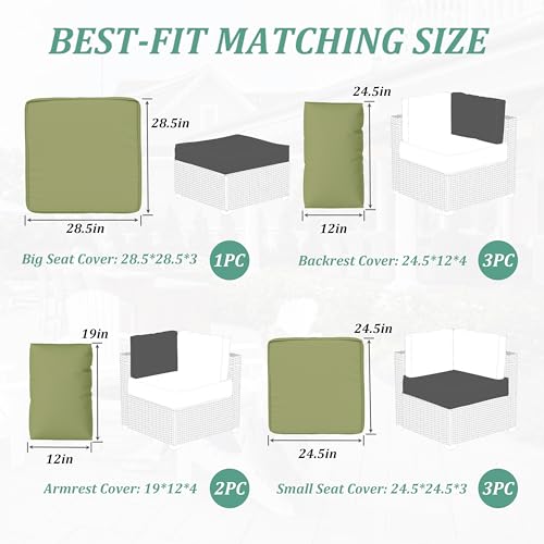 Kimunuk 9 Pcs Outdoor Patio Cushions Covers Replacement Waterproof with Zipper for 5 Pcs Patio Furniture Set, Covers Only by Kimunuk - Image 2