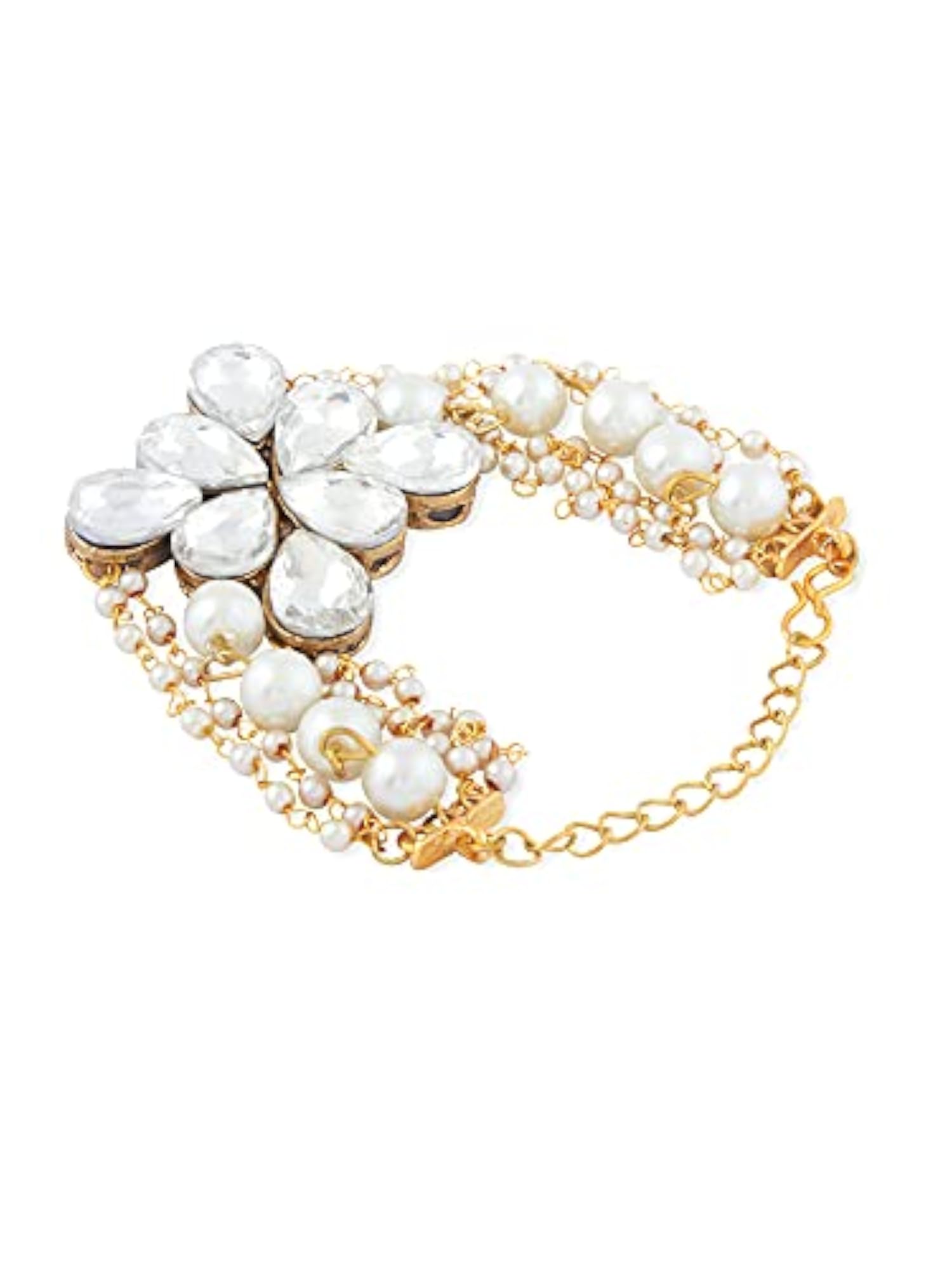 Crystal Shine Stones Pearl Bracelet For Women
