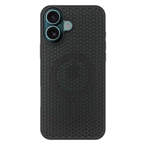 Image of Pikkme Back Cover for iPhone 16 | Honeycomb Cooling Design | Silicone Heat Dissipation | Mag-Safe Compatible | Shockproof Camera Protection Bumper Case (Black)