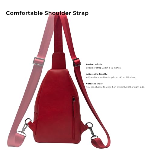 Image of Alldaily Large Sling Bag for Women Crossbody Purse Leather Fashionable Trendy Chest Bag for Travel, Fanny Pack (Red)