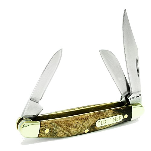 Old Timer 108OT Junior 4.7in S.S. Traditional Folding Knife with 2in Clip Point Blade and Wood Handle for Outdoor, Hunting, Camping and EDC