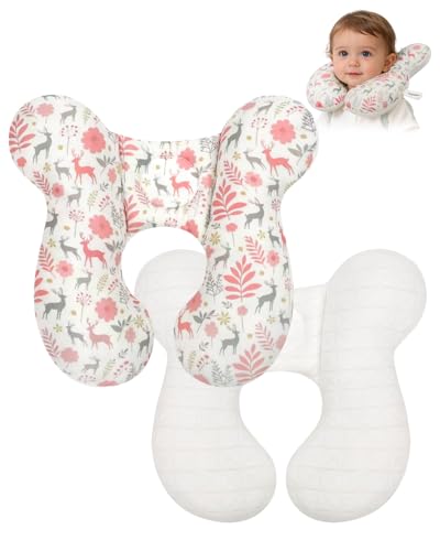 Image of KAKIBLIN Baby Travel Pillow, Baby Neck Pillow for Car Seat, U-Shaped Head and Neck Support for Stroller Pushchair, Soft Cooling Breathable Infant Head Pillow for Newborn Toddler