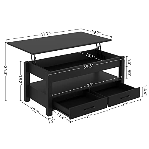 image for Rolanstar Coffee Table, Lift Top Coffee Table with Drawers and Hidden 