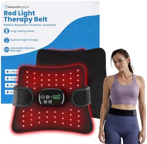 SmoothSpine Red Light Belt with Heat & Vibration – Wearable Red L...