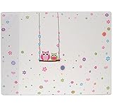 alles-meine.de GmbH Schreibtischunterlage / Unterlage - Eulen auf Schaukel & Blumen - 50 cm * 39 cm - Tischunterlage / Knetunterlage / Bastelunterlage - abwaschbar - abwischb..