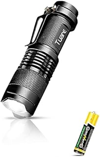 tuare Small LED Torch with AA Battery , 300 Lumens Small Torch LED Super Bright with with Storage Box, 3 Modes, Adjustable Focus, Mini Torch for Camping, Hiking, Gift for Men