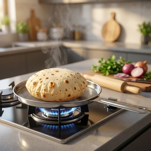 Image of Signamio Gas Griller for Home - Phulka Grill for Gas Stove, Roti Jali, Papad Jali, Pulka Grill, Gas Roaster - Ideal Kitchen Tool for Perfect Phulka Roti and Crispy Papad - 36x20 cm