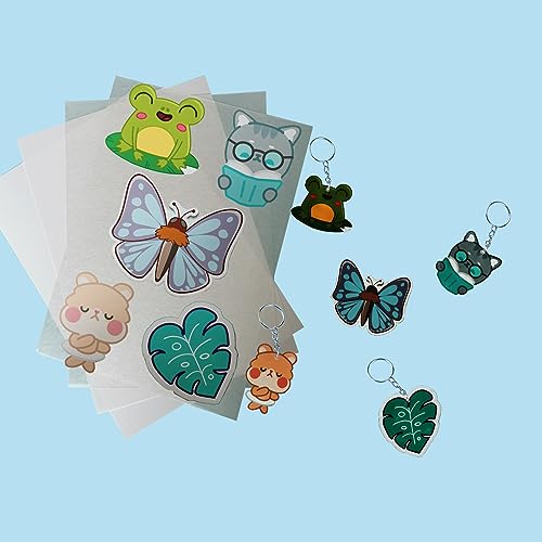 Printable Shrink Plastic Sheets, Shrink Films Papers for Kids Creative Craft, 6 Glossy White Sheets 8.3 x 11.7 inch for Inkjet Printer