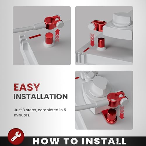 DMTVAL Top Post Battery Disconnect Switch – 12V and 48V Master Power Cut Off Switch for Car, RV and Vehicle (On/Off, SAE Negative Battery Terminal Connection)