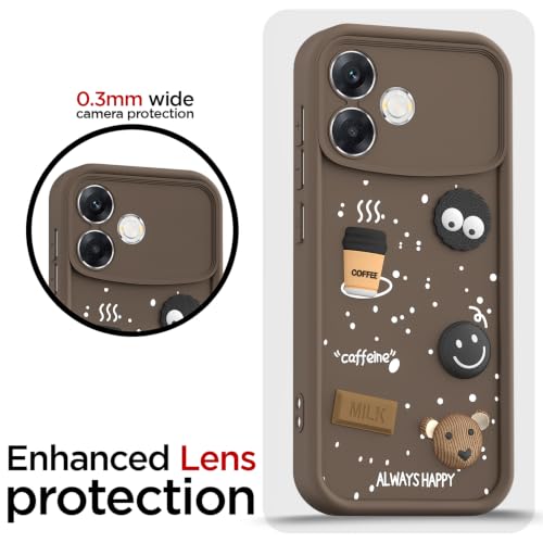Image of Pikkme Back Cover for Oppo F33 Pro 5G | 3D Bear Silicone Cute & Fun Coffee Cartoon | Full Body Protection Bumper Case (Brown)