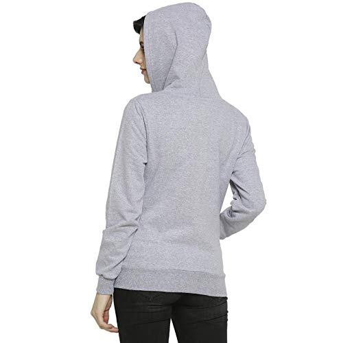 Image of PINACOLADA Women's Grey Zip-Front Horizontal Striped Hoodie for Casual Wear | Hooded Neck | Long Sleeve | Zipper Closure | Cotton Sweatshirt Crafted with Comfort Fit for Everyday Wear