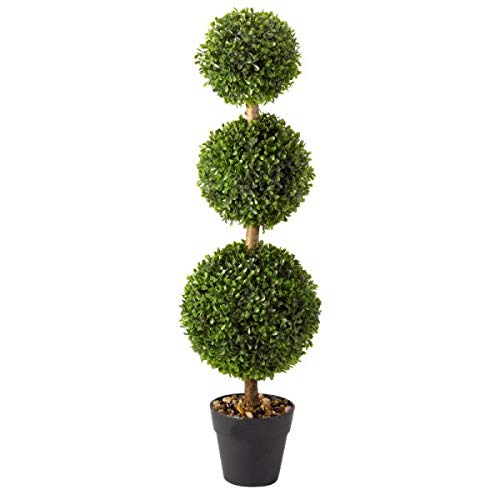 garden mile® Green Triple Topiary Tree Artificial Plantation Garden