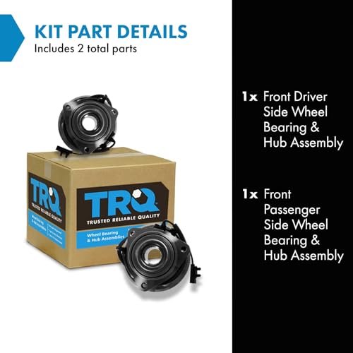 Image of TRQ Front Driver and Passenger Side Wheel Bearing and Hub Assembly Set 2 Piece Compatible with 2007-2011 Dodge Nitro 2008-2012 Jeep Liberty
