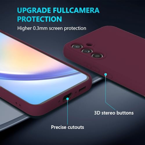 Image of DIZORO Microfiber Candy Case Compatible for Samsung A15 5G Smooth Touch Cushion Liquid Soft Silicone Gel Rubber Phone Cases Non-Slip Full Body Protective Shockproof Back Cover (Wine Red)